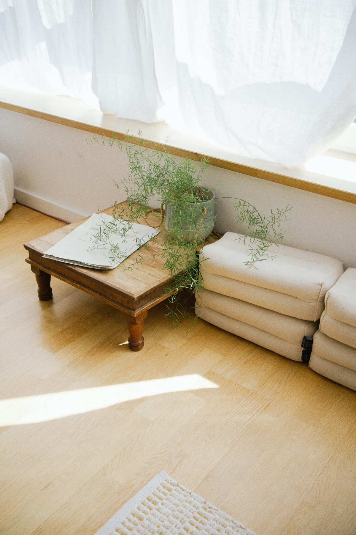 Song sheets on the low table